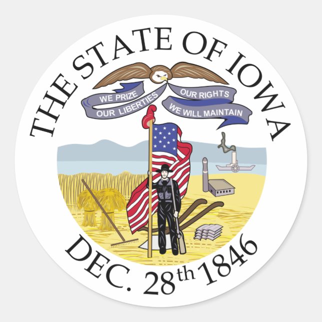 Iowa sign classic round sticker (Front)