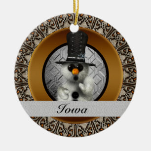 Iowa Snowman Christmas Ornament