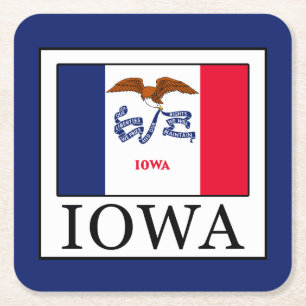 Iowa Square Paper Coaster