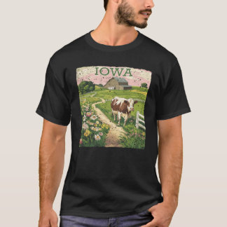 Iowa Stamp State Distressed Vintage United States T-Shirt