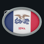 Iowa State Flag Belt Buckle<br><div class="desc">Patriotic Iowa state flag.</div>