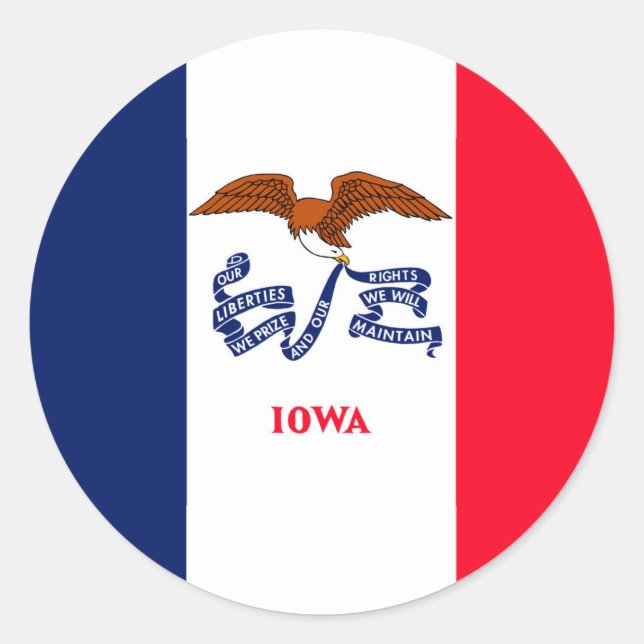 Iowa State Flag Design Classic Round Sticker (Front)