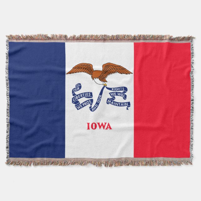Iowa State Flag Design Decor Throw Blanket (Front)