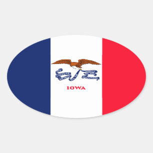 Iowa State Flag Design Oval Sticker
