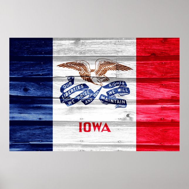 Iowa State Flag Grunge Poster (Front)