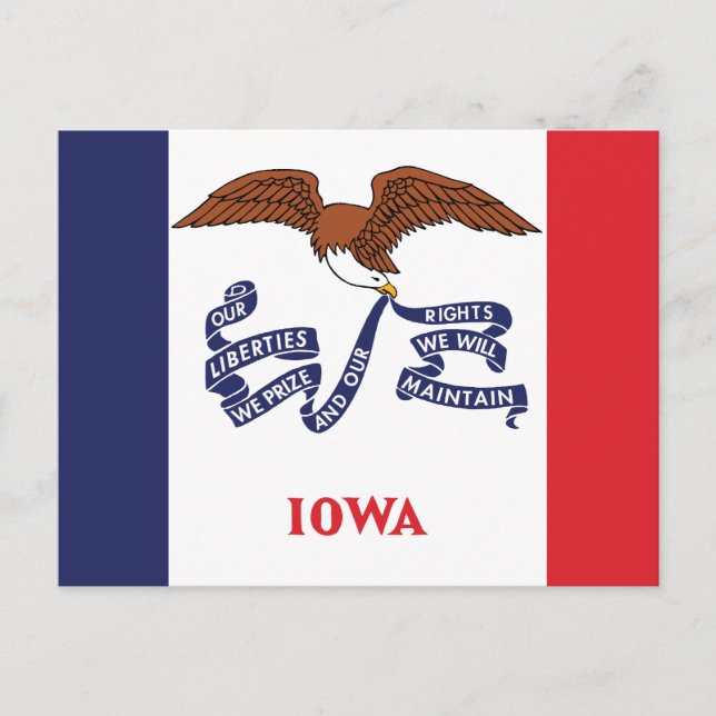 Iowa State Flag Hawkeye State Eagle & Motto  Postcard (Front)