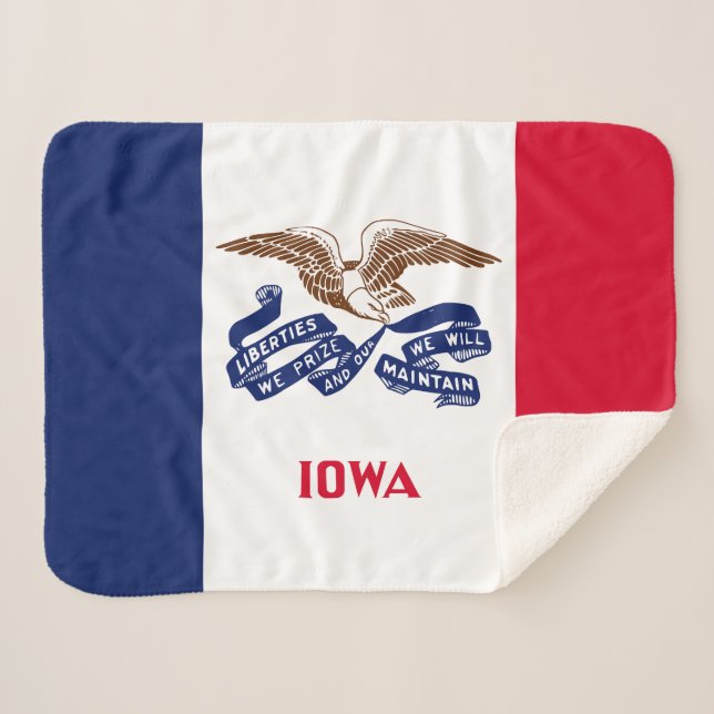 Iowa State Flag Sherpa Blanket (Front (Horizontal))