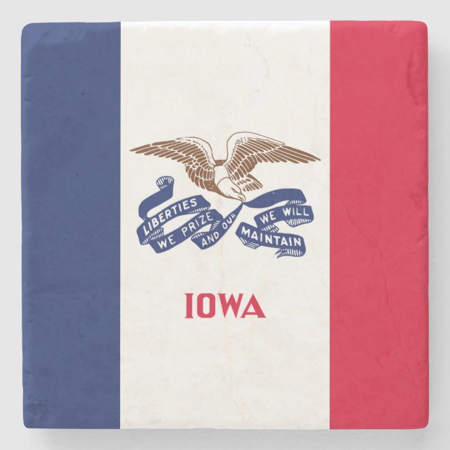 Iowa State Flag Stone Coaster (Front)