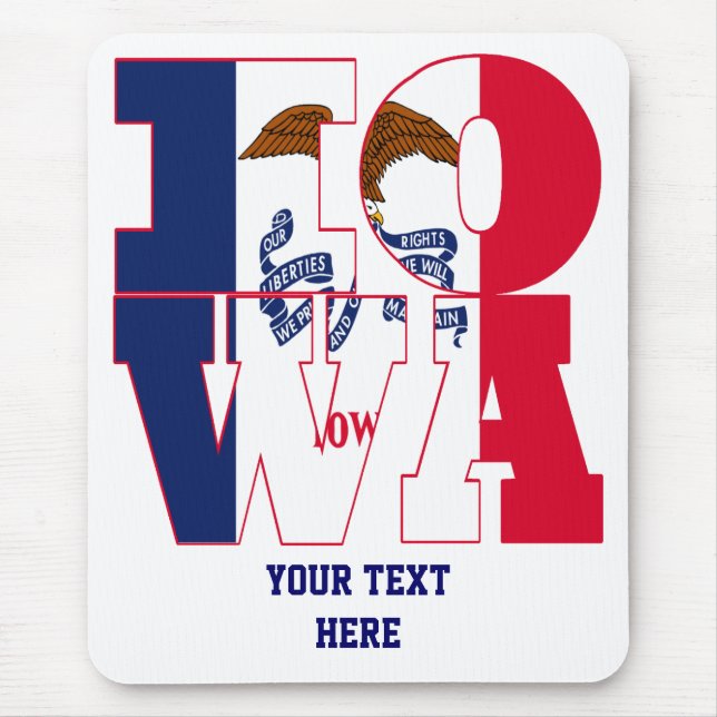 Iowa state flag text mouse pad (Front)