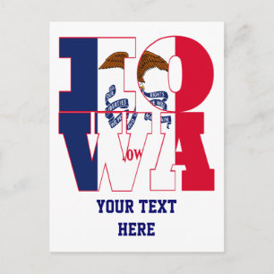 Iowa state flag text postcard