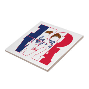 Iowa state flag text tile