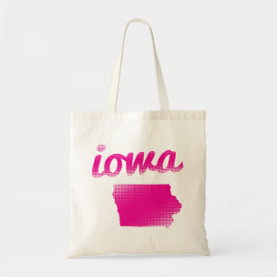 Iowa state in pink tote bag