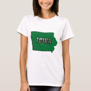 Iowa State Map Green Outline & Photo Text Women's T-Shirt