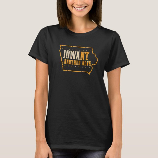 Iowa State Map USA Flag Beer Drinking T-Shirt (Front)
