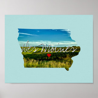 Iowa State Photo insert and town name Poster