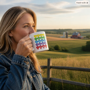 Iowa State Pride Rainbow Hearts Coffee Mug