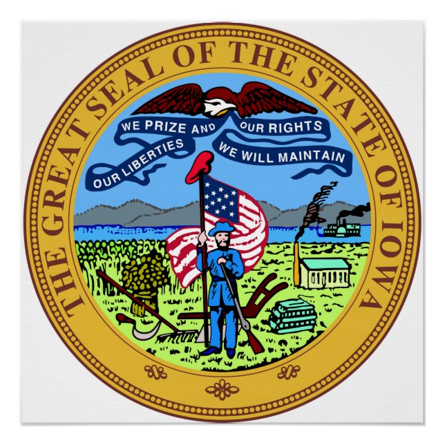 Iowa state seal america republic symbol flag poster (Front)
