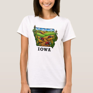 Iowa State Tattoo Style Cornfields Farmland T-Shirt