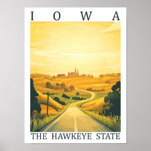 Iowa the Hawkeye State USA Travel Place Poster