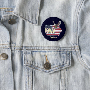 Iowa United States Retro State Map Vintage USA 6 Cm Round Badge