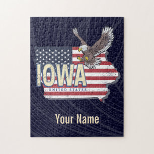 Iowa United States Retro State Map Vintage USA Jigsaw Puzzle
