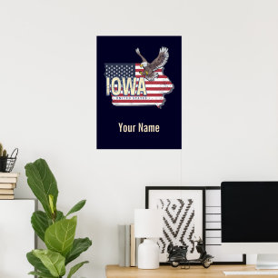 Iowa United States Retro State Map Vintage USA Poster