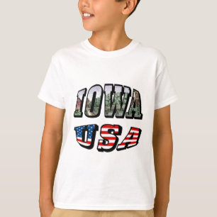 Iowa USA Flag & State Photo Text Kids T-Shirt