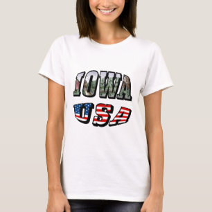 Iowa USA Flag & State Photo Text Women T-Shirt