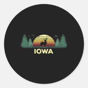 Iowa Vintage Deer Hunting Sunset Souvenir Classic Round Sticker