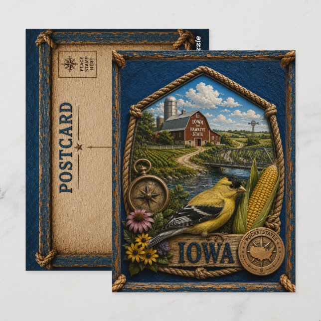 Iowa Vintage Travel Postcard (Front/Back)
