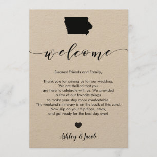 Iowa Wedding Welcome Letter & Itinerary Card