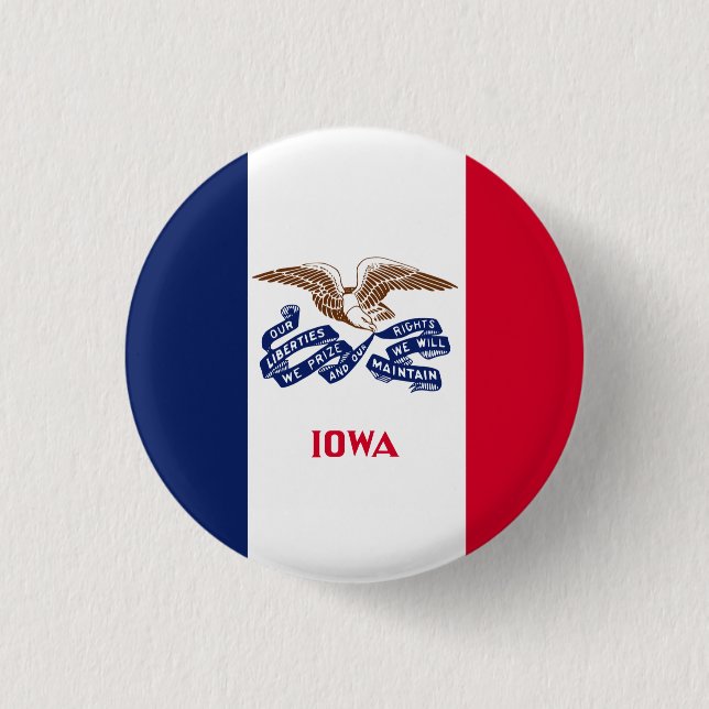 Iowan Flag, Flag of Iowa 3 Cm Round Badge (Front)