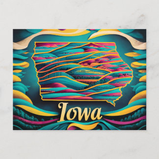 Iowa's Lively Landscapes: Vibrant Conceptual Map A Postcard