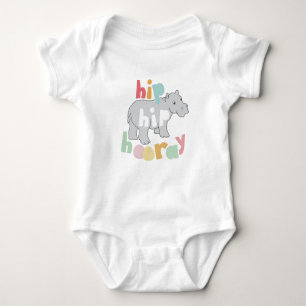 ip Hip Hooray Grey Hippo Drawing Cute Animal Art Baby Bodysuit