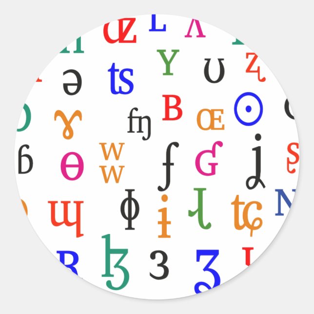 IPA characters Classic Round Sticker (Front)