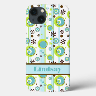 iPad Mini Case Circles Aqua Green Brown