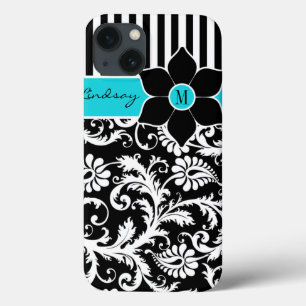 iPad Mini Case Damask Stripes Turquoise Blue