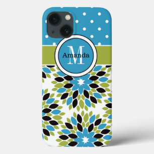 iPad Mini Case Floral, Dots Blue, Green