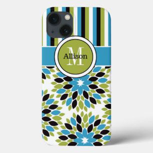 iPad Mini Case Floral, Stripes Blue, Green