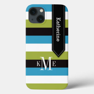 iPad Mini Case Stripes Blue Green Black White