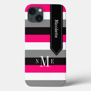 iPad Mini Case Stripes Pink, Black, Grey