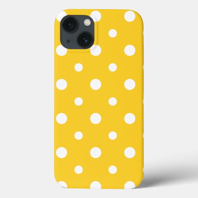 iPad Mini Retina Case White Jumbo Polkas on Yellow (Back)