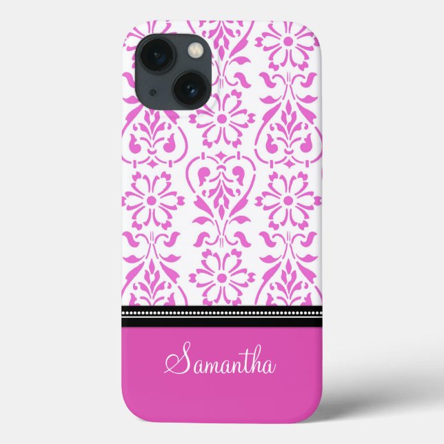 iPad Pink Damask Custom Name Case-Mate iPhone Case (Back)