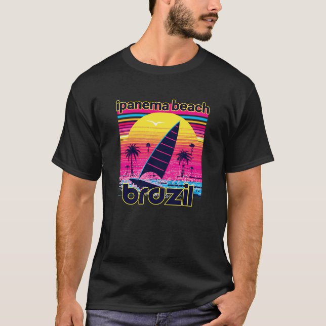 Ipanema Beach Retro 80s Style Souvenir Beach T-Shirt (Front)