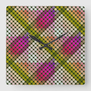 Ipanema in repeated buttons, forming weird shapes square wall clock