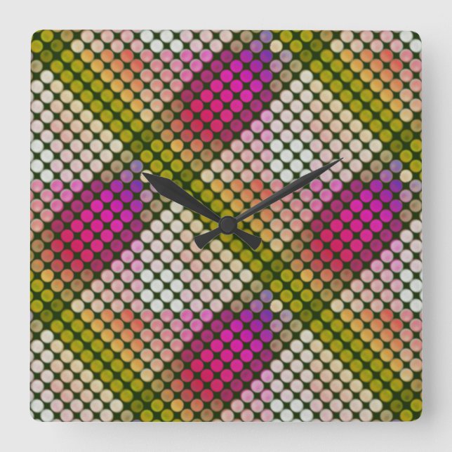 Ipanema in repeated buttons, forming weird shapes square wall clock (Front)