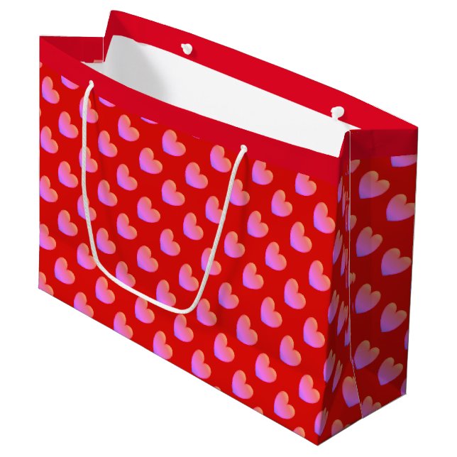 Ipanema Pink Hearts Large Gift Bag (Front Angled)