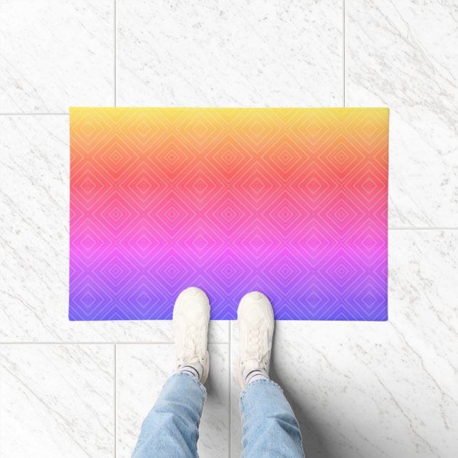 Ipanema Rainbow Hypnotic Diamond Modern Pop Art Doormat (Indoor)
