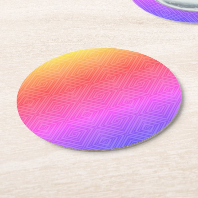 Ipanema Rainbow Hypnotic Diamond Modern Pop Art Round Paper Coaster (Angled)