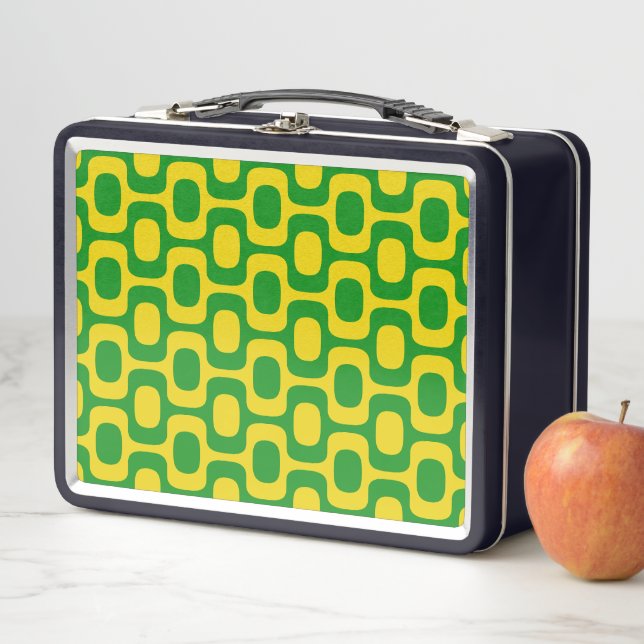Ipanema Sidewalk Pattern, Beach Pattern, Brazil Metal Lunch Box (In Situ)